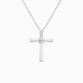 Round Solitaire Lab Grown Diamond Cross Pendant Necklace In 14K White Gold - Lucenjuri