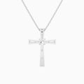 Round Solitaire Lab Grown Diamond Cross Pendant Necklace In 14K White Gold - Back View