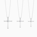 Three Different Size of Round Solitaire Lab Grown Diamond Cross Pendant Necklace