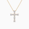 Round Lab Grown Diamond Prong Set Cross Pendant Necklace In 14K Rose Gold - Lucenjuri