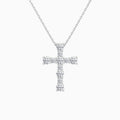 Round Lab Grown Diamond Prong Set Cross Pendant Necklace In 14K White Gold - Lucenjuri