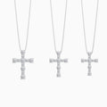 Three Different Size of Round Lab Grown Diamond Prong Set Cross Pendant Necklace