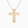 Lab Grown Diamond Pavé Edge Cross Pendant Necklace In 14K Rose Gold - Back View