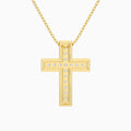 Lab Grown Diamond Pavé Edge Cross Pendant Necklace In 18K Yellow Gold - Back View