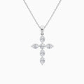 Oval and Round Lab Grown Diamond Cross Necklace In Platinum - Lucenjuri
