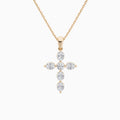 Oval and Round Lab Grown Diamond Cross Necklace In 14K Rose Gold - Lucenjuri