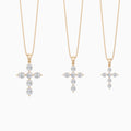 Three Different Size of Oval and Round Lab Grown Diamond Cross Necklace