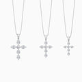 Three Different Size of Oval and Round Lab Grown Diamond Cross Necklace