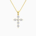 Oval and Round Lab Grown Diamond Cross Necklace In 18K Yellow Gold - Lucenjuri