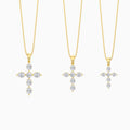 Three Different Size of Oval and Round Lab Grown Diamond Cross Necklace