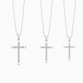 Three Different Size of Tapered Baguette and Round Lab Grown Diamond Cross Pendant