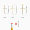 Tapered Baguette and Round Lab Grown Diamond Cross Pendant In 14K Yellow Gold - Size Comparison