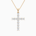 Mixed Radiant Lab Grown Diamond Cross Pendant Necklace In 14K Rose Gold - Lucenjuri
