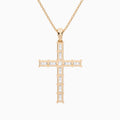 Mixed Radiant Lab Grown Diamond Cross Pendant Necklace In 14K Rose Gold - Back View