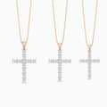 Three Different Size of Mixed Radiant Lab Grown Diamond Cross Pendant Necklace