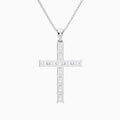 Mixed Radiant Lab Grown Diamond Cross Pendant Necklace In 18K White Gold - Back View