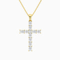Mixed Radiant Lab Grown Diamond Cross Pendant Necklace In 18K Yellow Gold - Lucenjuri