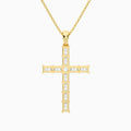 Mixed Radiant Lab Grown Diamond Cross Pendant Necklace In 18K Yellow Gold - Back View