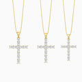 Three Different Size of Mixed Radiant Lab Grown Diamond Cross Pendant Necklace