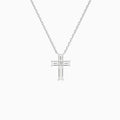 Baguette and Princess Lab Grown Diamond Cross Pendant Necklace In 14K White Gold - Lucenjuri