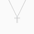 Baguette and Princess Lab Grown Diamond Cross Pendant Necklace In 14K White Gold - Back View
