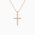 Classic Round Lab Grown Diamond Cross Pendant Necklace In 14K Rose Gold - Lucenjuri