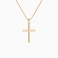 Classic Round Lab Grown Diamond Cross Pendant Necklace In 14K Rose Gold - Back View
