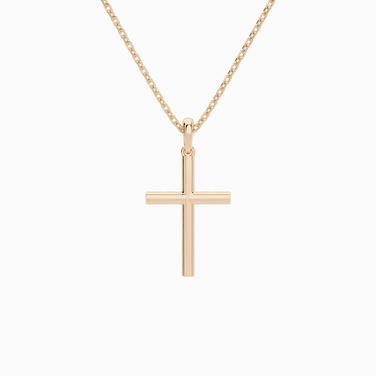 Classic Round Lab Grown Diamond Cross Pendant Necklace In 14K Rose Gold - Back View