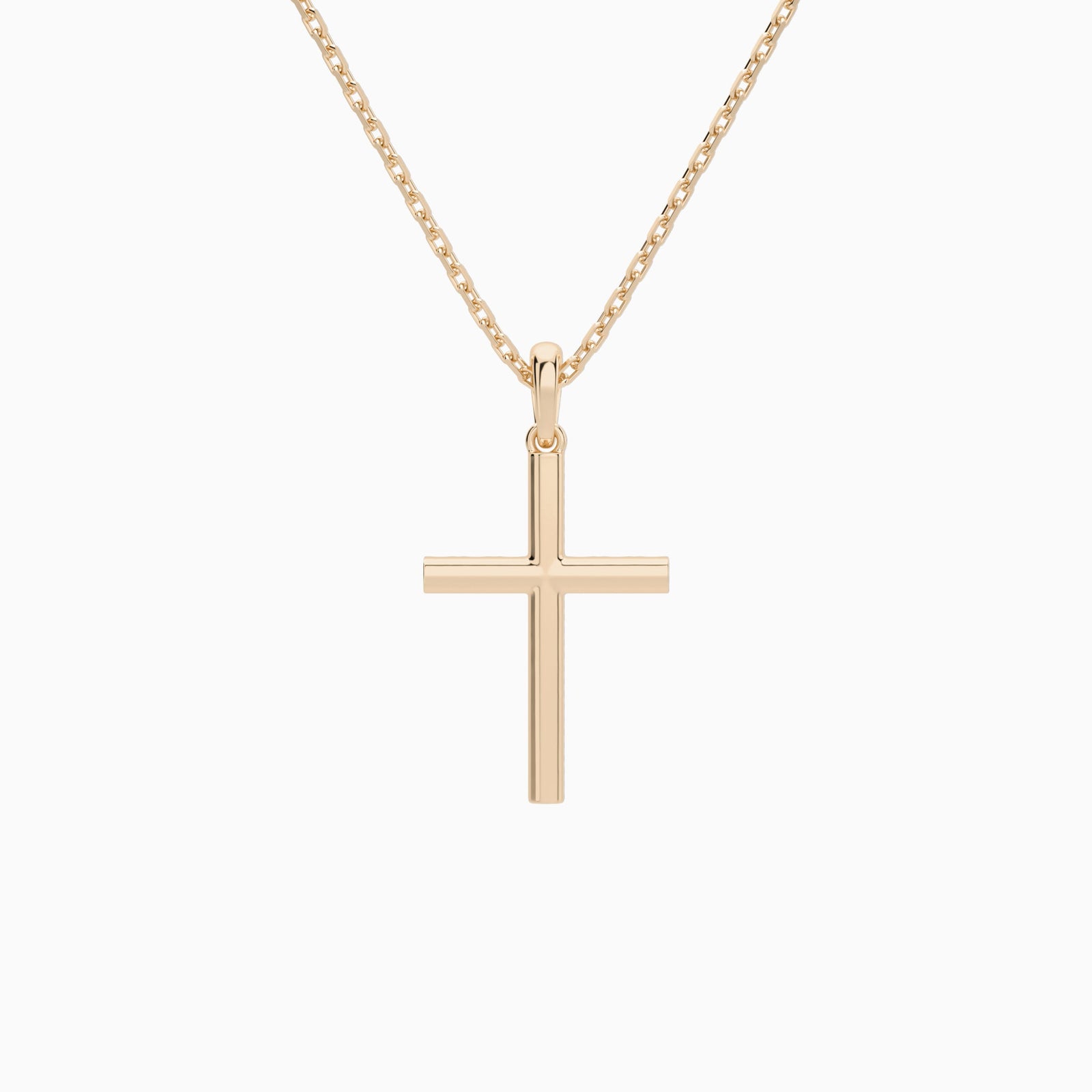Classic Round Lab Grown Diamond Cross Pendant Necklace In 14K Rose Gold - Back View