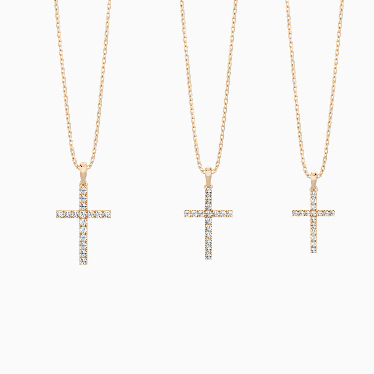 Three Different Size of Classic Round Lab Grown Diamond Cross Pendant Necklace