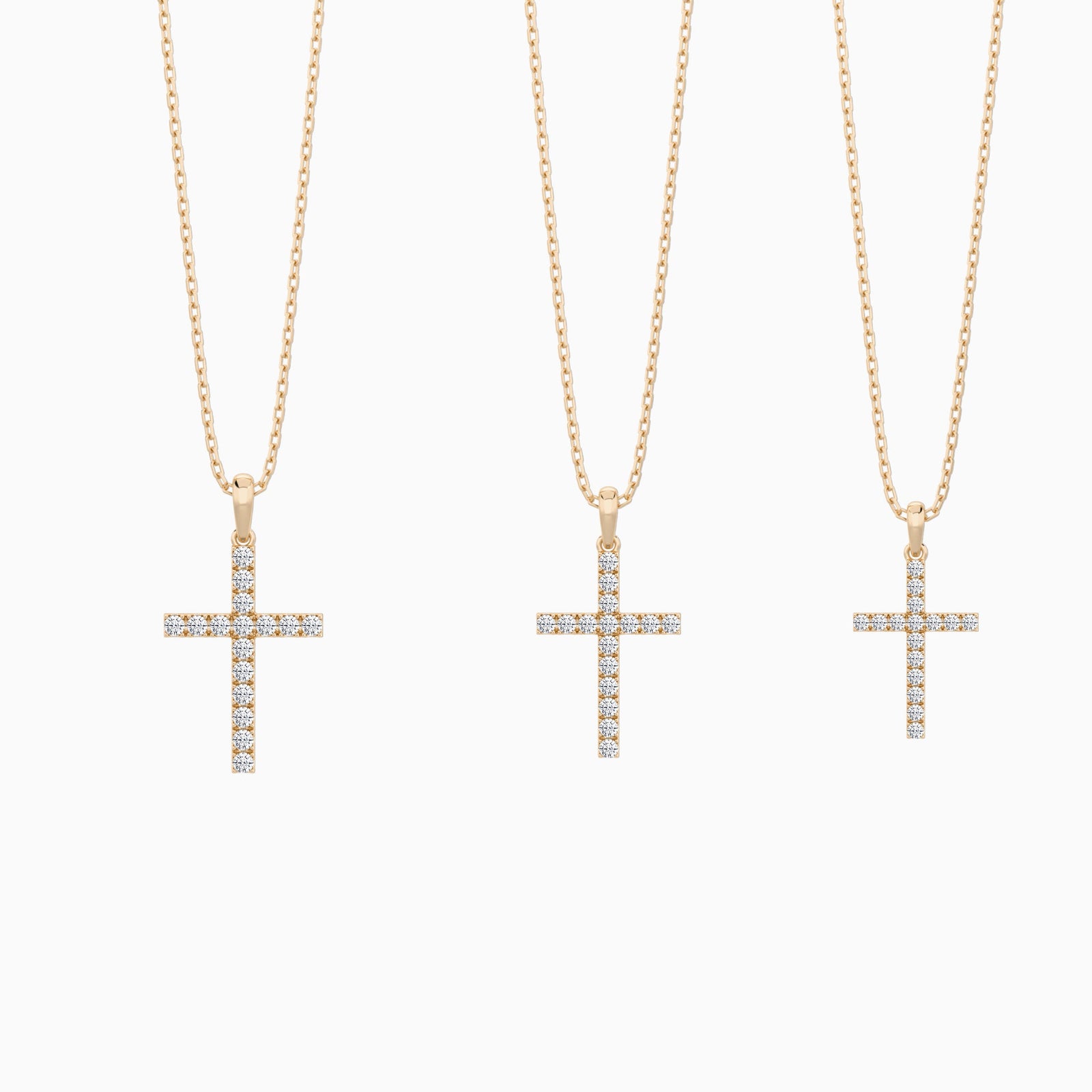 Three Different Size of Classic Round Lab Grown Diamond Cross Pendant Necklace