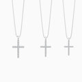 Three Different Size of Classic Round Lab Grown Diamond Cross Pendant Necklace