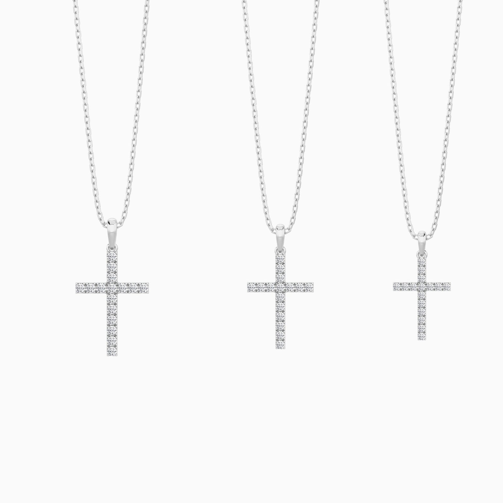 Three Different Size of Classic Round Lab Grown Diamond Cross Pendant Necklace