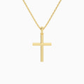 Classic Round Lab Grown Diamond Cross Pendant Necklace In 14K Yellow Gold - Back View
