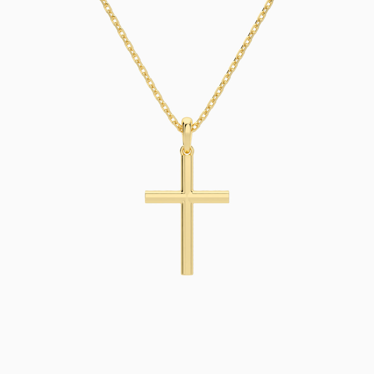 Classic Round Lab Grown Diamond Cross Pendant Necklace In 14K Yellow Gold - Back View