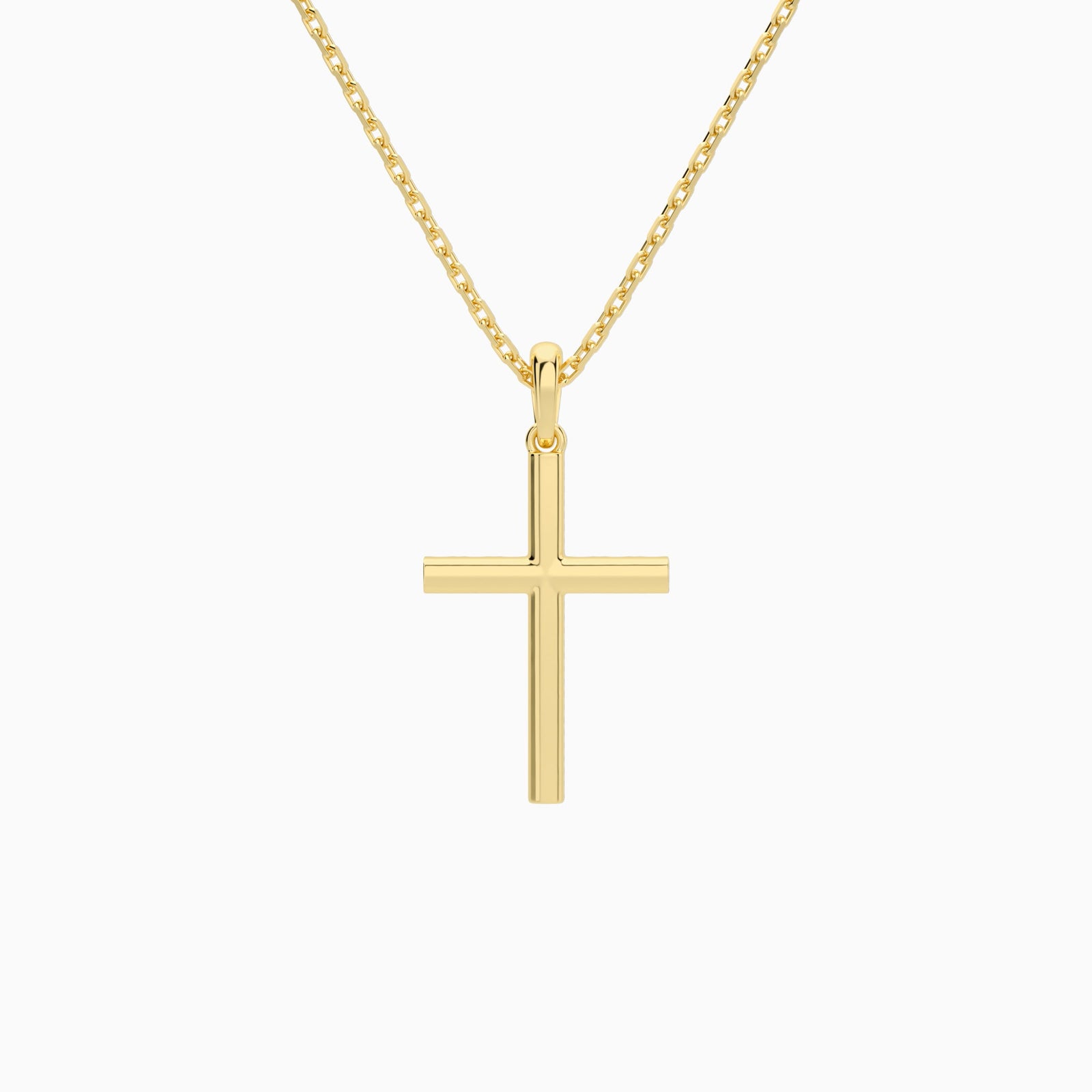 Classic Round Lab Grown Diamond Cross Pendant Necklace In 14K Yellow Gold - Back View