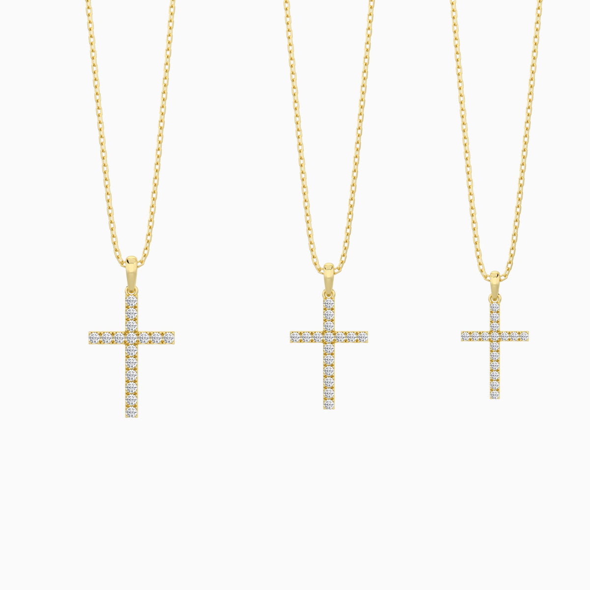 Three Different Size of Classic Round Lab Grown Diamond Cross Pendant Necklace