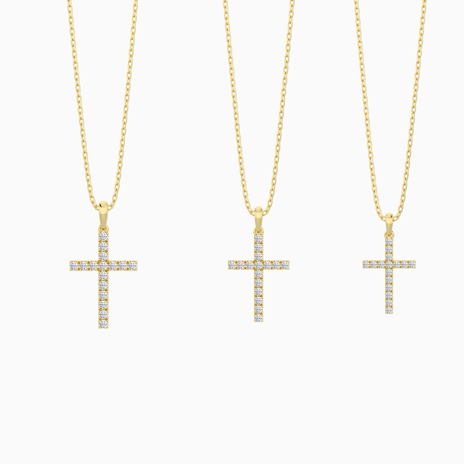 Three Different Size of Classic Round Lab Grown Diamond Cross Pendant Necklace