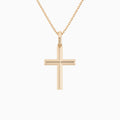 Beveled Edge Polished Cross Pendant Necklace In 14K Rose Gold - Lucenjuri