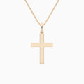 Beveled Edge Polished Cross Pendant Necklace In 14K Rose Gold - Back View