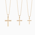 Three Different Size of Beveled Edge Polished Cross Pendant Necklace