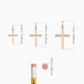 Beveled Edge Polished Cross Pendant Necklace In 14K Rose Gold - Size Comparison