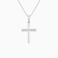 Beveled Edge Polished Cross Pendant Necklace In 14K White Gold - Lucenjuri