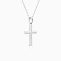 Beveled Edge Polished Cross Pendant Necklace In 14K White Gold - Front Angle View