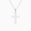 Beveled Edge Polished Cross Pendant Necklace In 14K White Gold - Back View