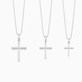 Three Different Size of Beveled Edge Polished Cross Pendant Necklace