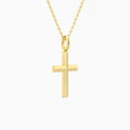 Beveled Edge Polished Cross Pendant Necklace In 18K Yellow Gold - Front Angle View