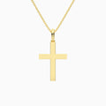 Beveled Edge Polished Cross Pendant Necklace In 18K Yellow Gold - Back View