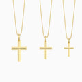 Three Different Size of Beveled Edge Polished Cross Pendant Necklace