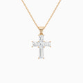 Tapered Baguette and Asscher Lab Grown Diamond Cross Pendant In 14K Rose Gold - Lucenjuri
